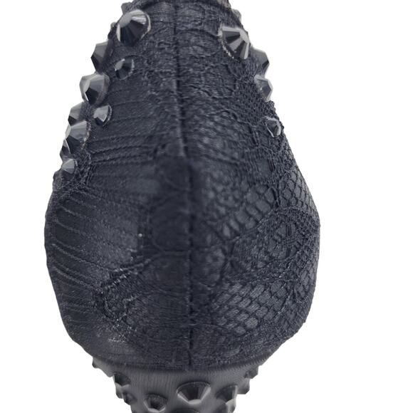 Betsey Johnson Black Embellished Studded Peep Toe 5' Platform Heels Size 9 - Picture 4 of 8